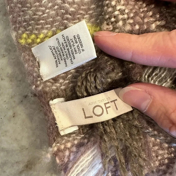 Ann Taylor Loft Plaid Knit Scarf Multicolor Fringe Trim Neck Warmer - Picture 5 of 8